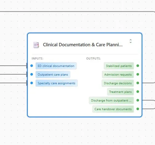 Clinical Documentation & Care Planning  -  inputs and outputs